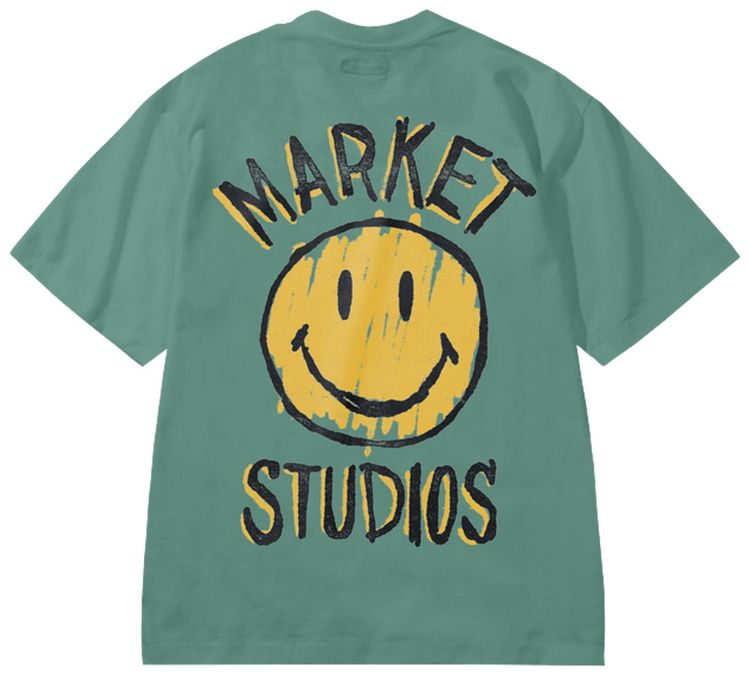 Market Smiley Doodle T Shirt Malachite Green