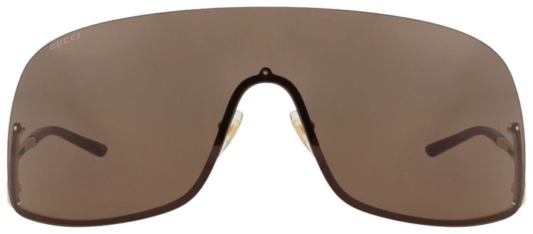 Gucci Shield Frame Metal Sunglasses GoldBrown