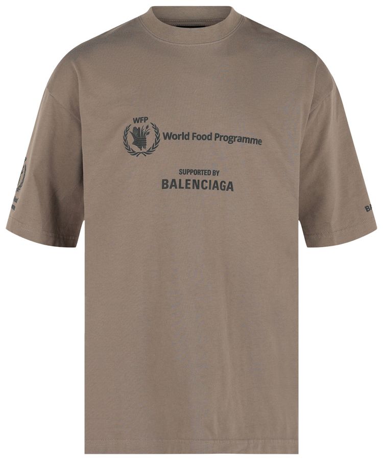 Balenciaga World Food Programme Crewneck T Shirt TaupeBlack