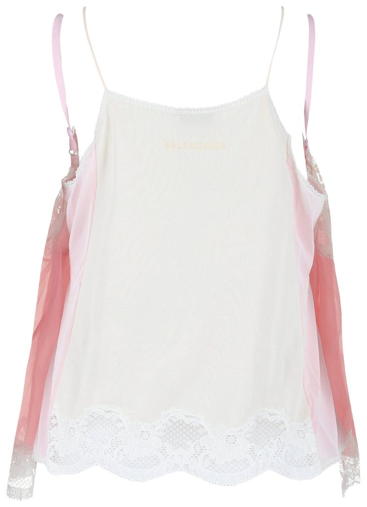 Balenciaga Patched Lace Slip Top Baby Pink
