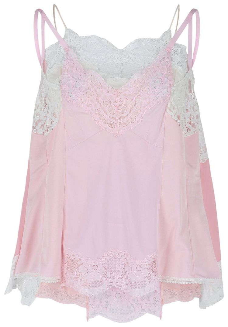 Balenciaga Patched Lace Slip Top Baby Pink