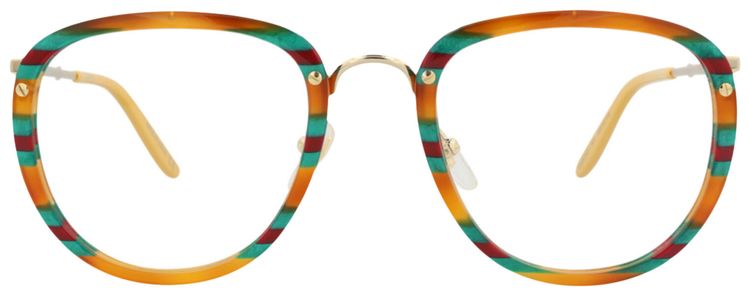 Gucci Square Frame Acetate Optical Frames HavanaGoldTransparent