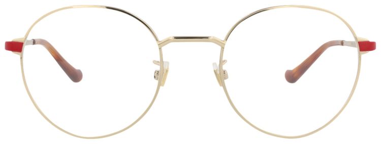 Gucci Round Frame Metal Optical Frames GoldRedTransparent