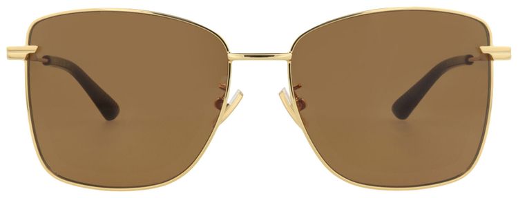 Bottega Veneta Square Frame Metal Sunglasses GoldBrown