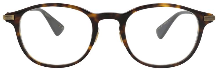 Gucci Round Frame Recycled Acetate Optical Frames HavanaGoldTransparent