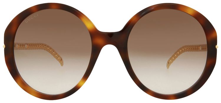 Gucci Round Acetate Frame Sunglasses HavanaGoldBrown