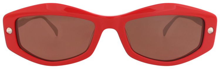 Alexander McQueen Square Frame Recycled Acetate Sunglasses RedSilverBrown