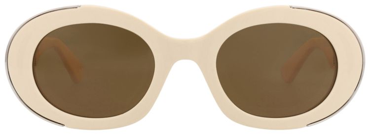 Alexander McQueen Round Frame Recycled Acetate Sunglasses IvoryBrown