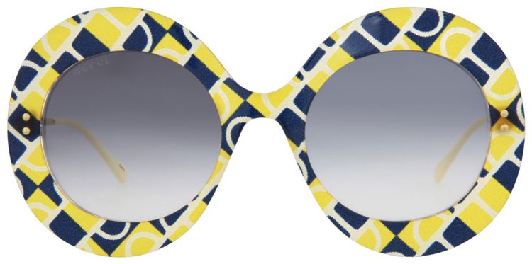 Gucci Round Acetate Frame Sunglasses YellowGoldBlue