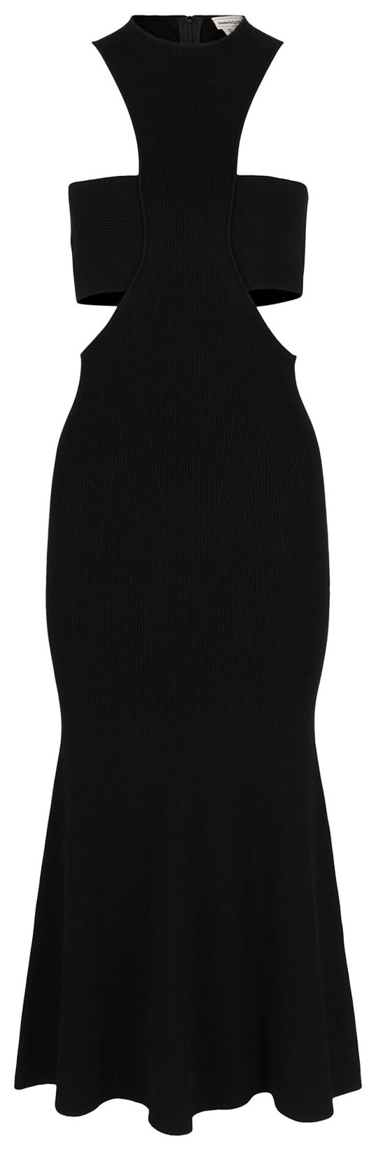 Alexander McQueen Slashed Harness Midi Dress Black