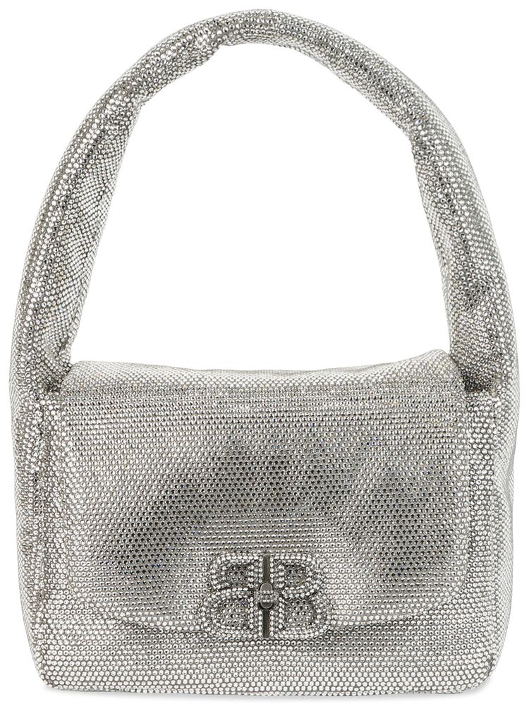Balenciaga Small Monaco Sling Bag In Strass Smoke Grey Strass