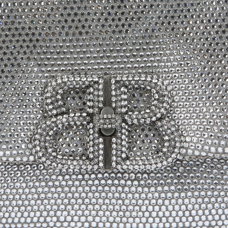 Balenciaga Small Monaco Sling Bag In Strass Smoke Grey Strass