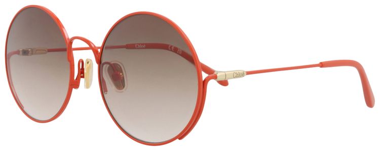 Chloe Round Frame Metal Sunglasses OrangeBrown