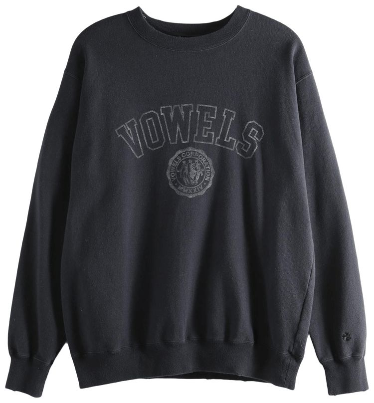 vowels Faded Collegiate Crewneck Black
