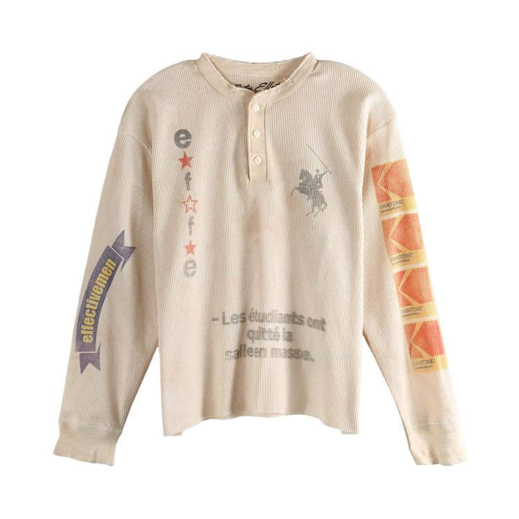 SAITOS Reworked Henley Top Dirty White