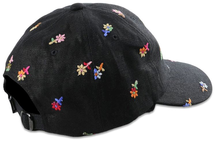 vowels Floral Embroidered Cap Black