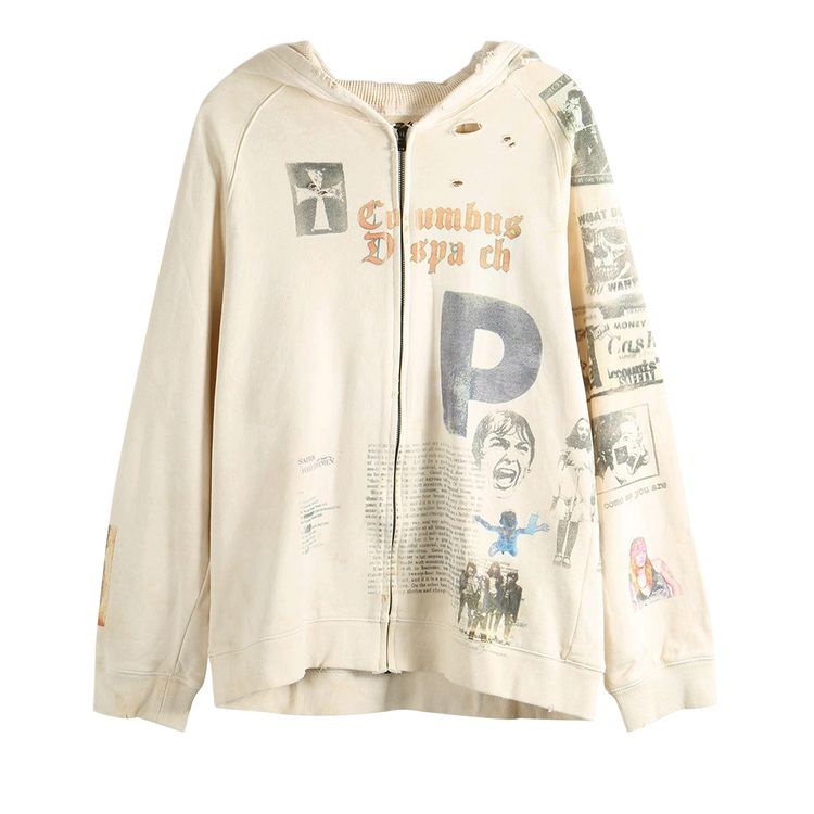 SAITOS Long Live Rock Zip Hoodie Dirty White