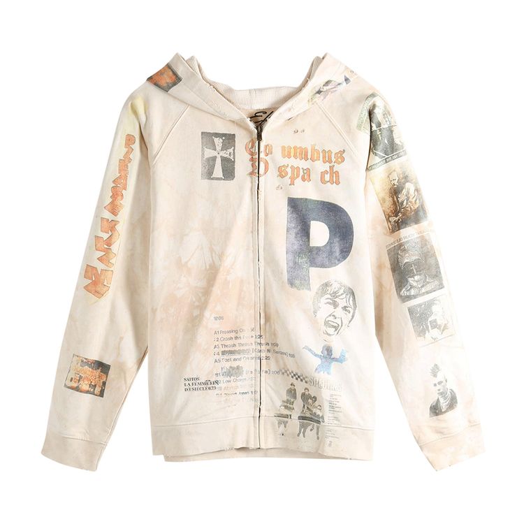 SAITOS Long Live Rock Zip Hoodie Dirty White