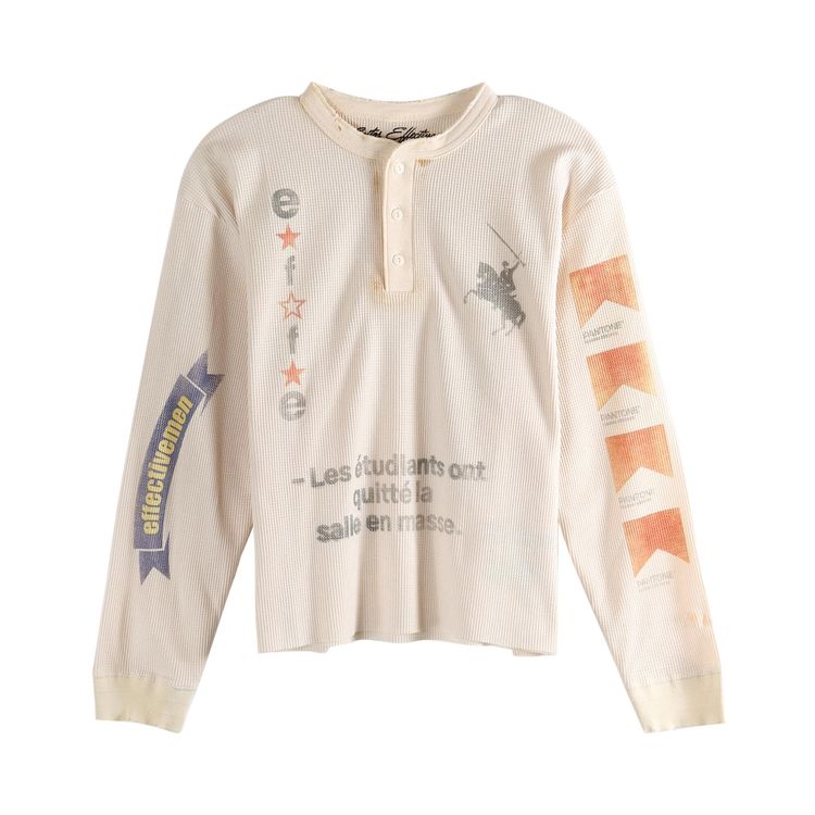 SAITOS Reworked Henley Top Dirty White