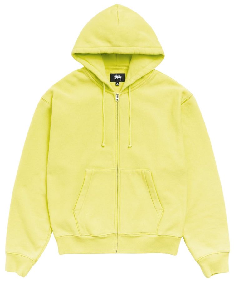 Stussy Cursive Applique Zip Hoodie Lime