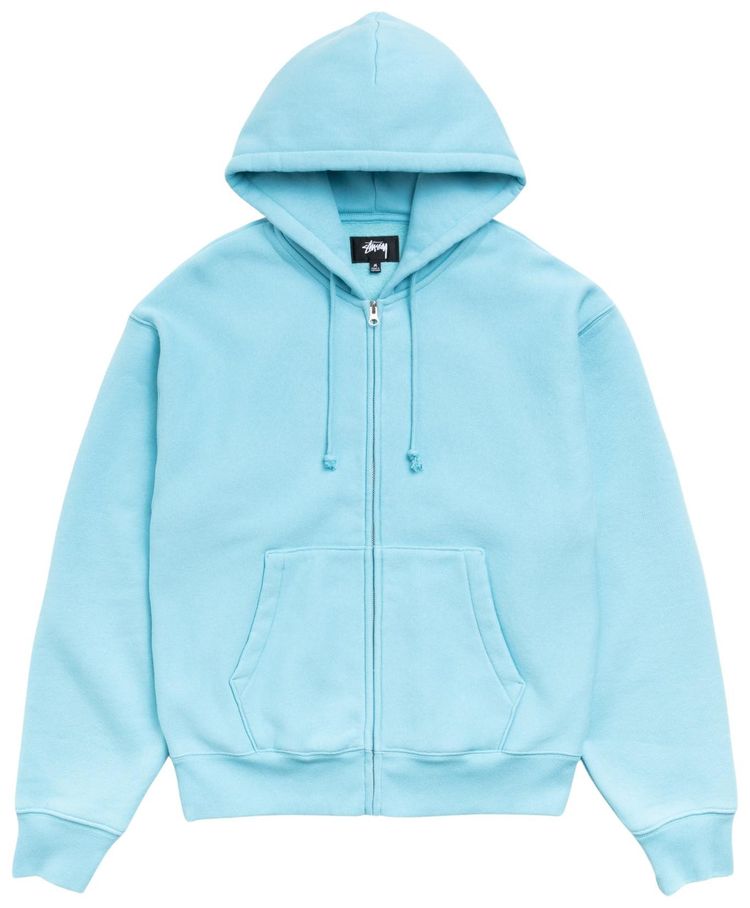 Stussy Cursive Applique Zip Hoodie Aqua