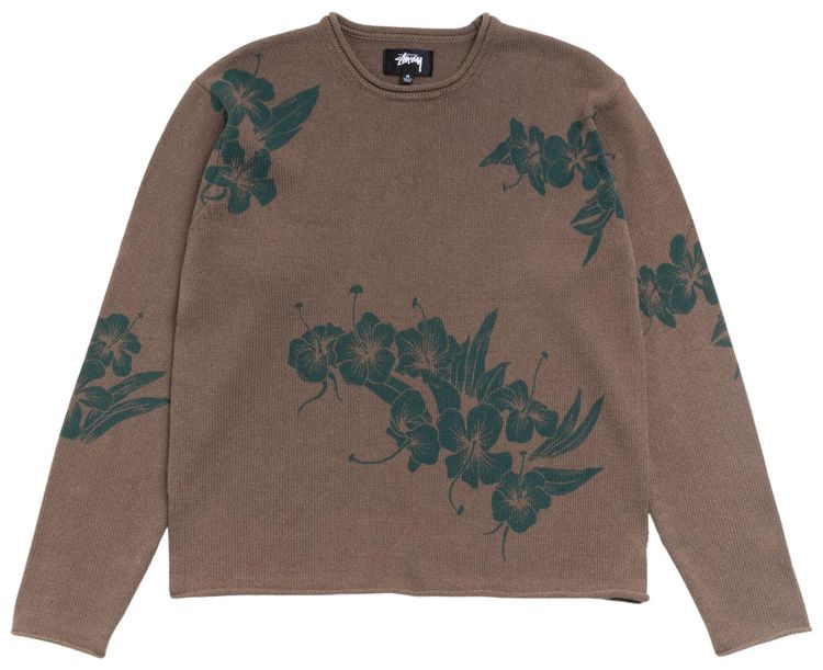 Stussy Floral Roll Neck Sweater Brown