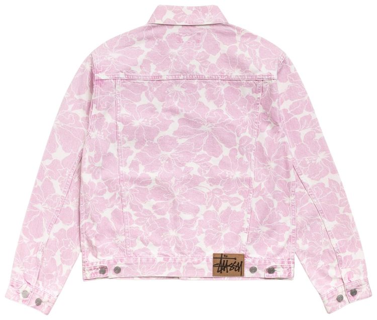 Stussy Denim Trucker Jacket Pink Hawaiian