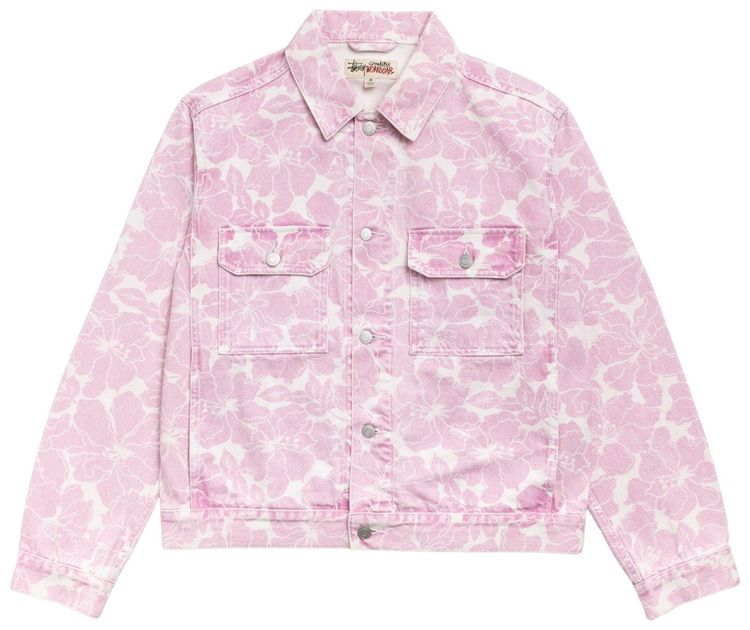 Stussy Denim Trucker Jacket Pink Hawaiian
