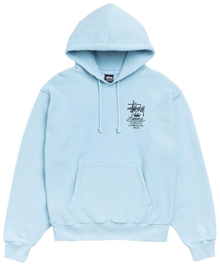 Stussy Summer Classics Hoodie Garment Dyed Sky Blue
