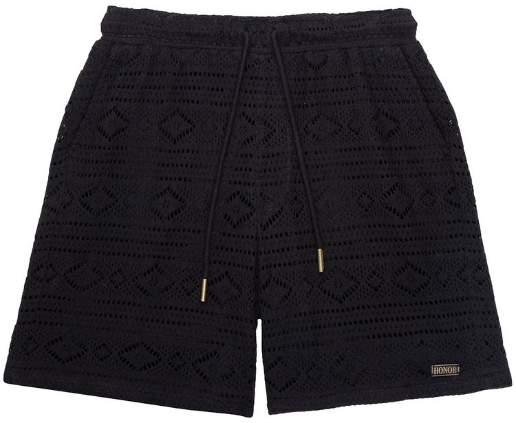 Honor The Gift Pointelle Crochet Drawcord 7 Short Black