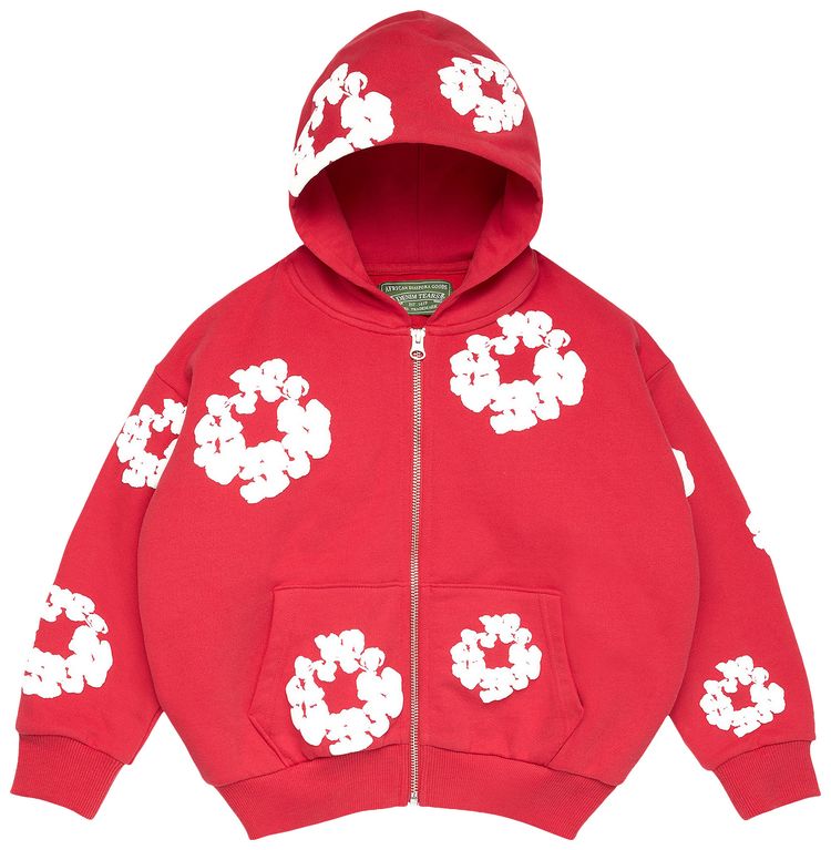 Denim Tears Cotton Wreath Zip Hoodie Red