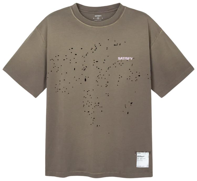 SATISFY MothTech Small Logo T Shirt Sun Bleached Falcon