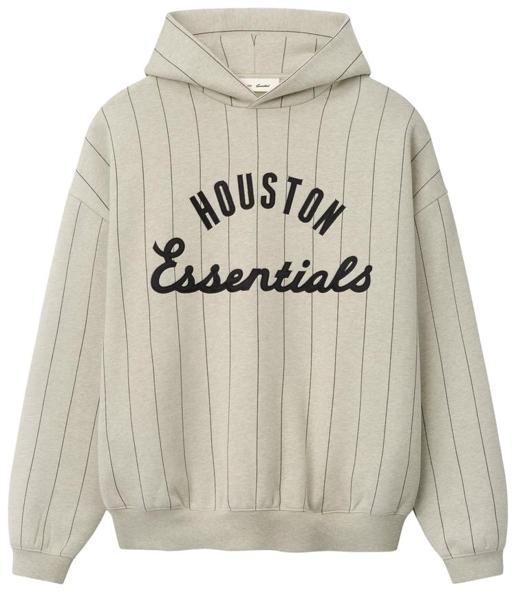 Fear of God Essentials Astros Sport Hoodie Heather Stone W Black Pinstripes