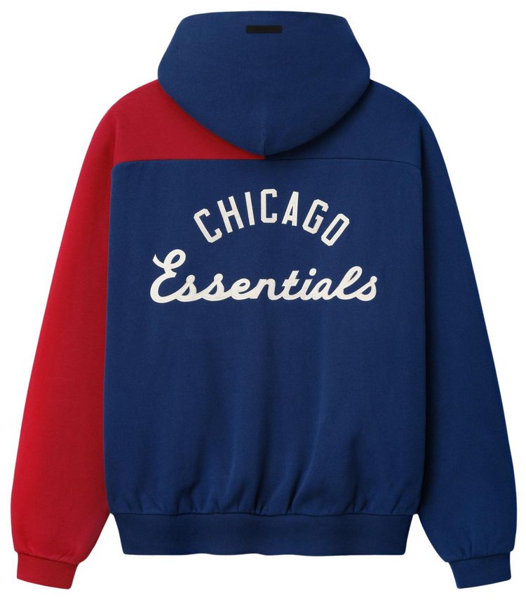 Fear of God Essentials Cubs Raglan Half Zip Sport Hoodie Estate Blue Stone Red