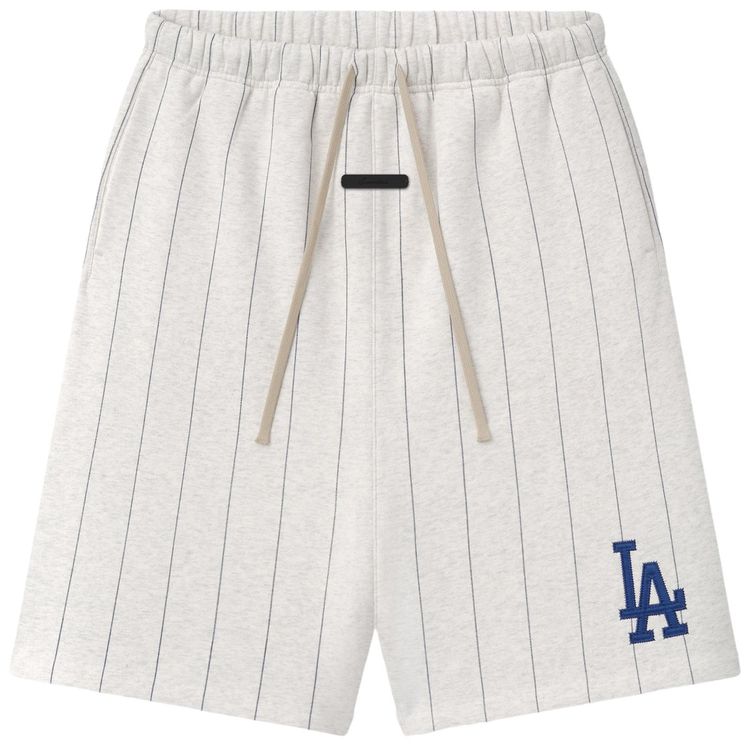Fear of God Essentials Dodgers 90s Sweatshort Oatmeal Heather W Dark Sapphire Pinstripes