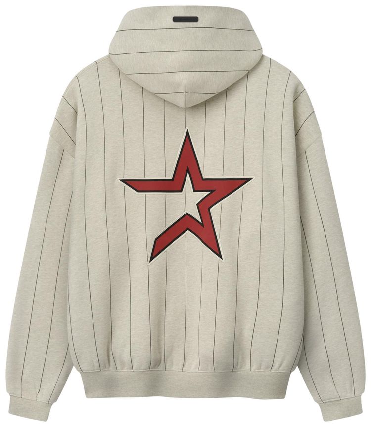 Fear of God Essentials Astros Sport Hoodie Heather Stone W Black Pinstripes