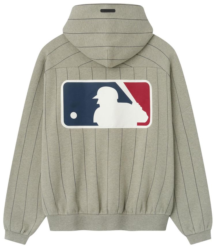 Fear of God Essentials Mlb Raglan Sport Hoodie Seal Heather w Black Pinstripes