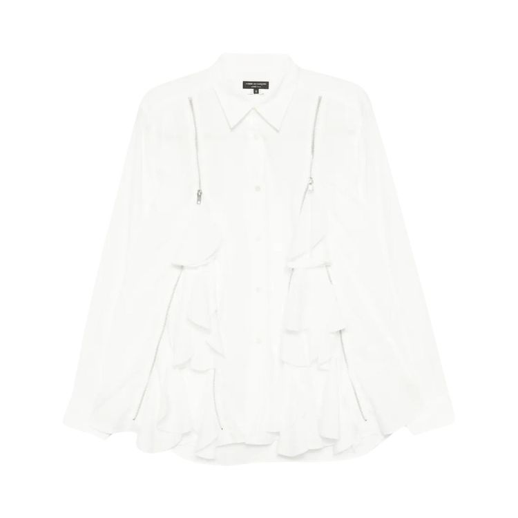 Comme des Garcons Homme Plus Long Sleeve Ruffled Blouse Off White