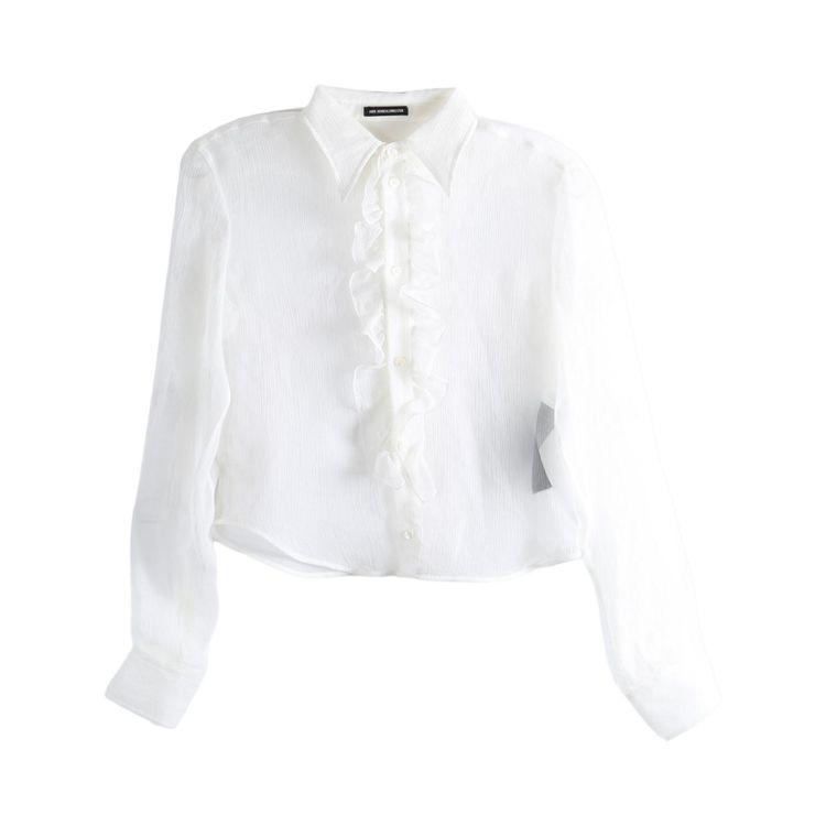 Ann Demeulemeester Erma Slim Fit Ruffled Shirt Natural White