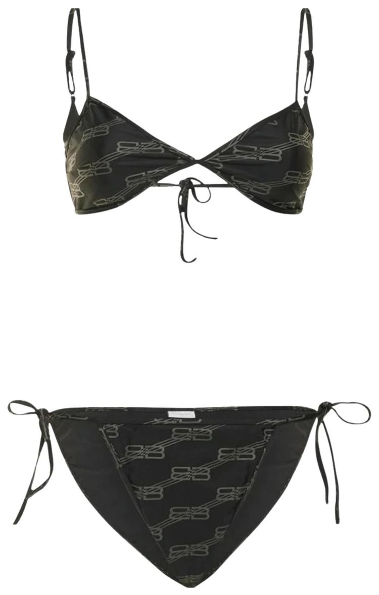 Balenciaga Monogram Minimal Bikini Set BlackGrey