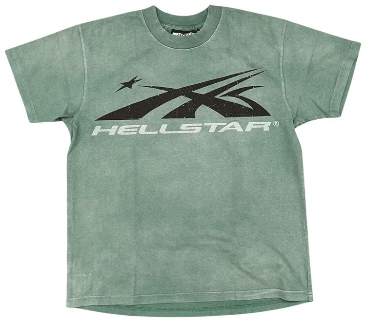 Hellstar Rhinestones Classic Logo T Shirt Green
