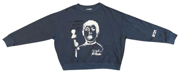 Song for the Mute Yawning Kid Relaxed Pullover Overdyed Navy