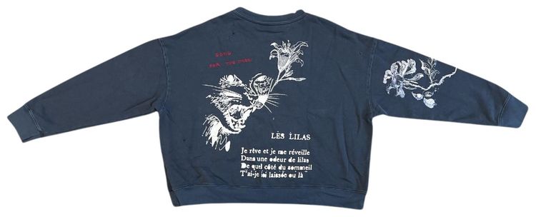 Song for the Mute Yawning Kid Relaxed Pullover Overdyed Navy