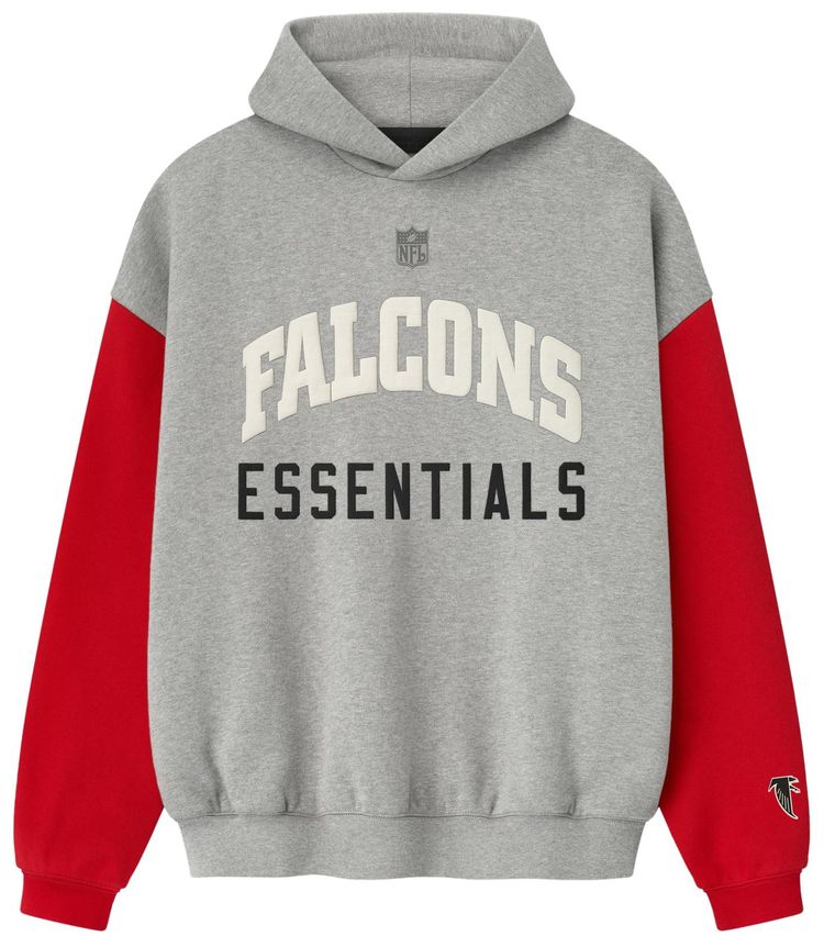 Fear of God Essentials Falcons Sport Hoodie Concrete Heather Red