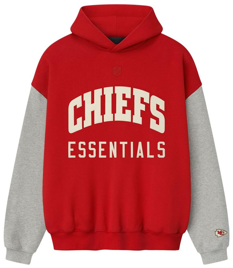 Fear of God Essentials Chiefs Sport Hoodie RedConcrete Heather