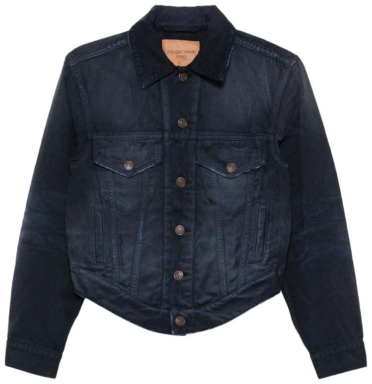 Balenciaga Curved Waistband Jacket NavyDirty Dark Blue