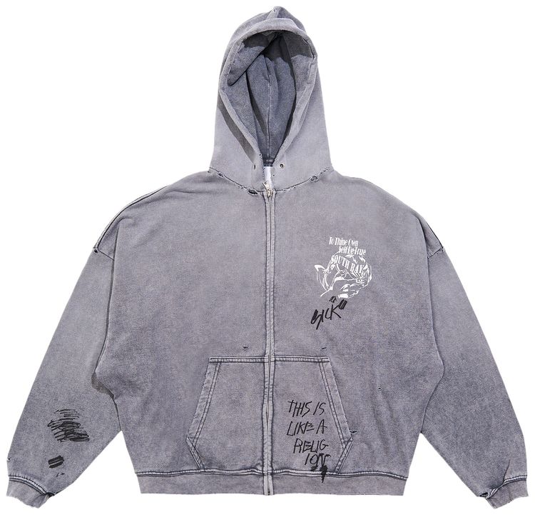 Paly Hollywood Carrying The Message Zip Hooded Sweatshirt Grey