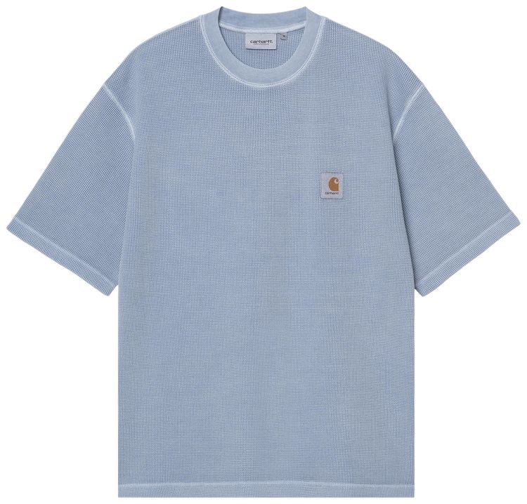 Carhartt WIP Nelson Waffle T Shirt Gentle Blue Garment Dyed