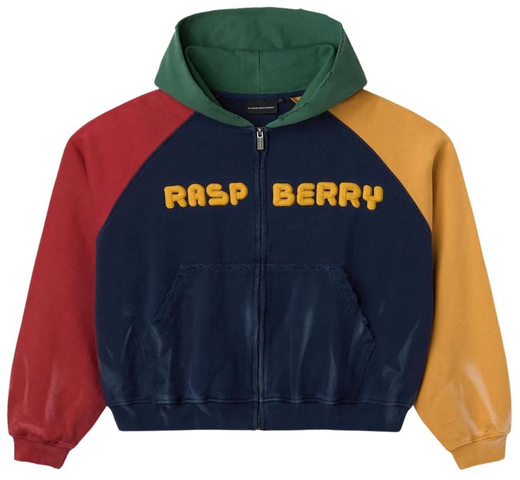 GV Gallery Raspberry Color Block Zip Up Hoodie Multicolor