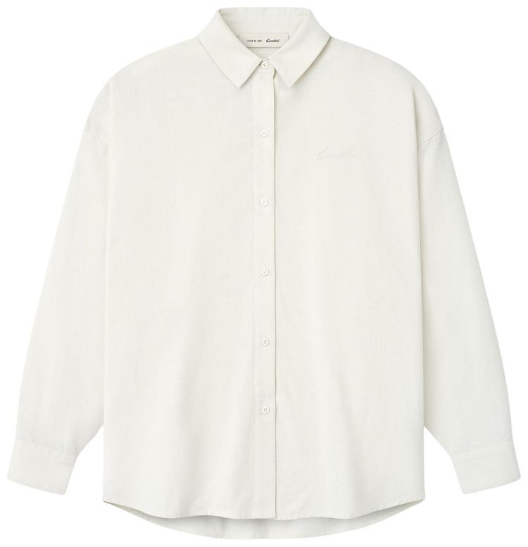 Fear of God Essentials Womens Cotton Oxford Signature Button Up Shirt Ivory